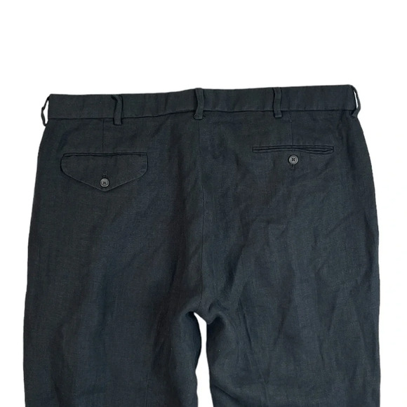 MJ80 Mens Polo Ralph Lauren Designer Pleated 100% LINEN Dress Pants 38x30 - Picture 5 of 6